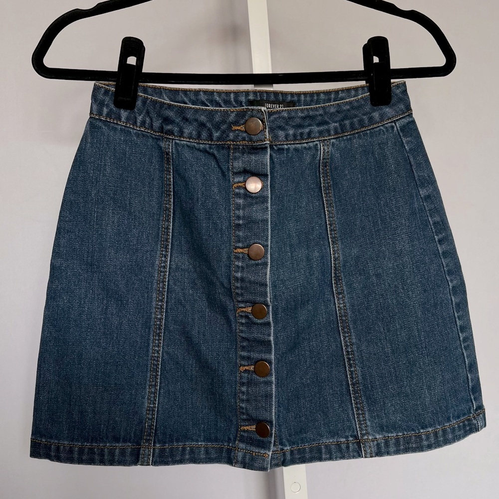Button Down Denim Skirt